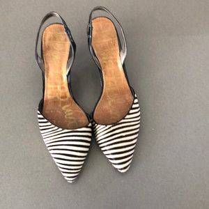 Sam Edelman Black and White Striped Heels